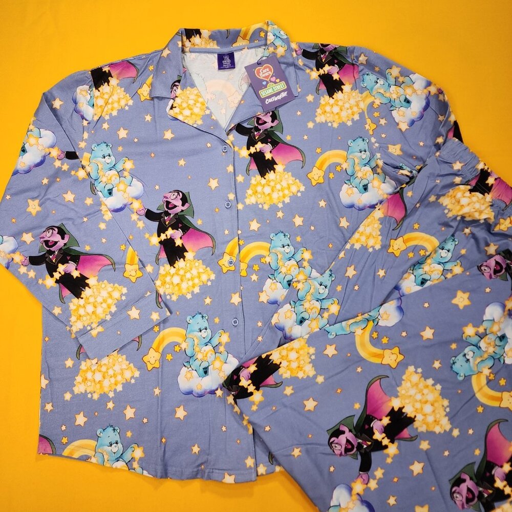 Cakeworthy Care Bears x Sesame Street Pajamas PJs Set Unisex 2XL NEW